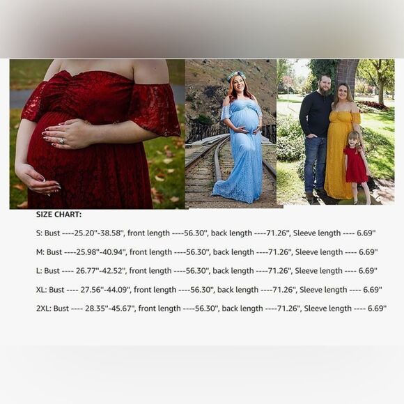 Elegant Off Shoulder Stretchy Lace Maternity Photography Dress High Belly Bump - Picture 13 of 13